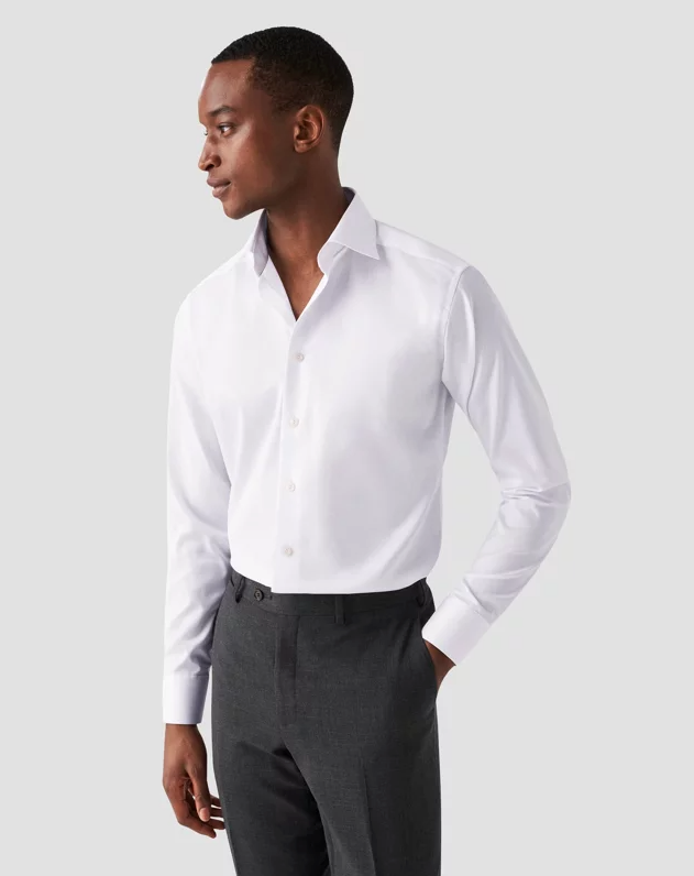 Eton Skjorte Slim Fit Bomull Hvit