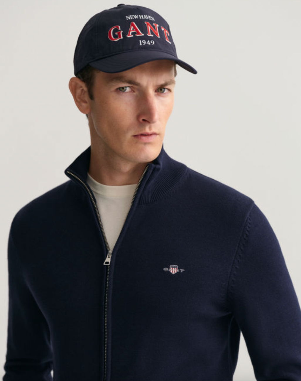 Gant Jakke Bomull med Glidelås Marine herre modell med caps