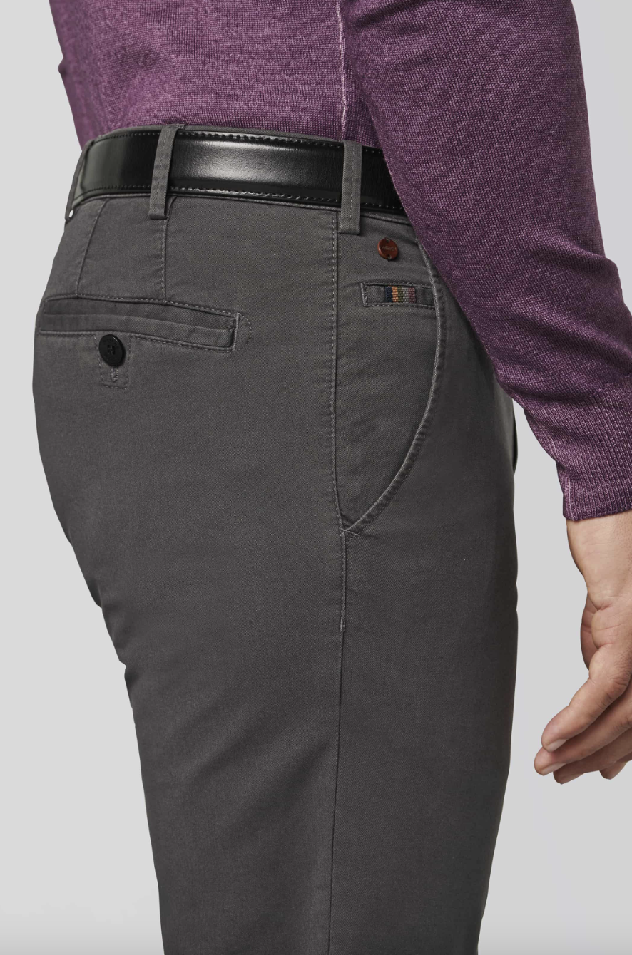 Meyer Chinos Bomullsbukse Roma Mørk Grå herre fra siden