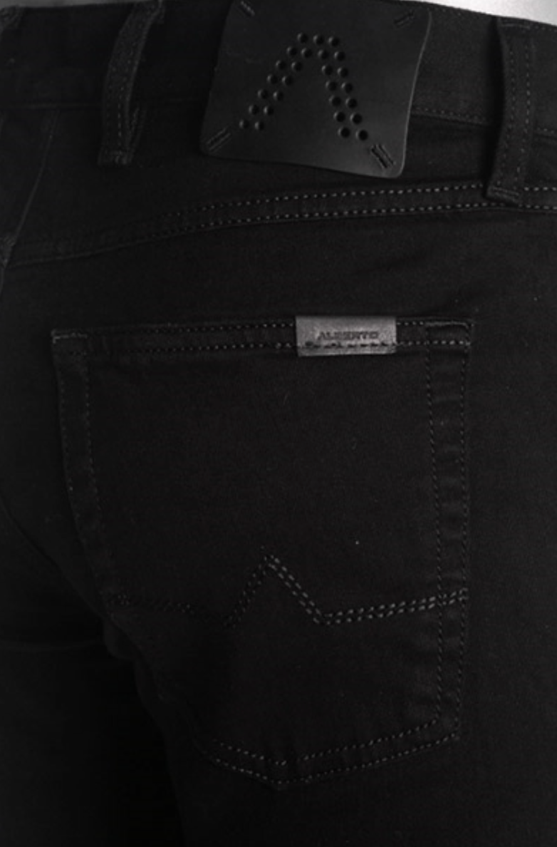 Alberto Jeans Pipe Super Stretch Sort baklomme