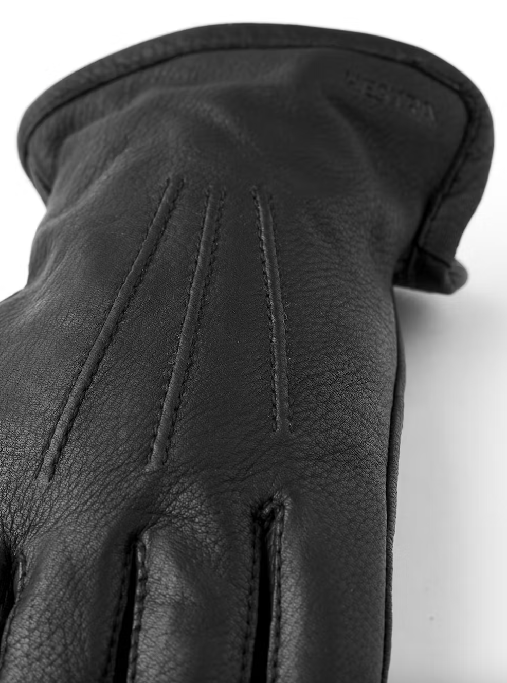 Hestra Skinnhanske med Ullfór Andrew Svart med sømmer på oversiden