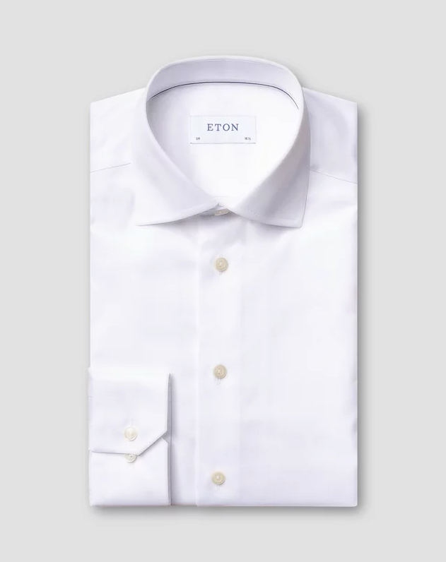 Eton Skjorte Slim Fit Bomull Hvit