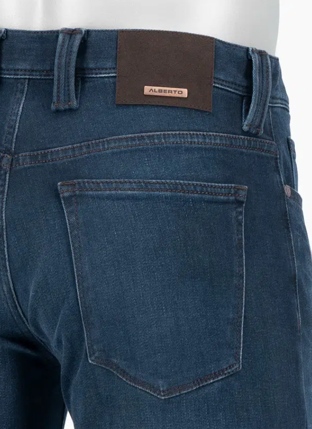 Alberto Premium Pipe Lefthand Jeans Mørkeblå Vasket