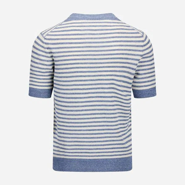 Gran Sasso Strikket T-shirt Bom/Lin Stripet Blå