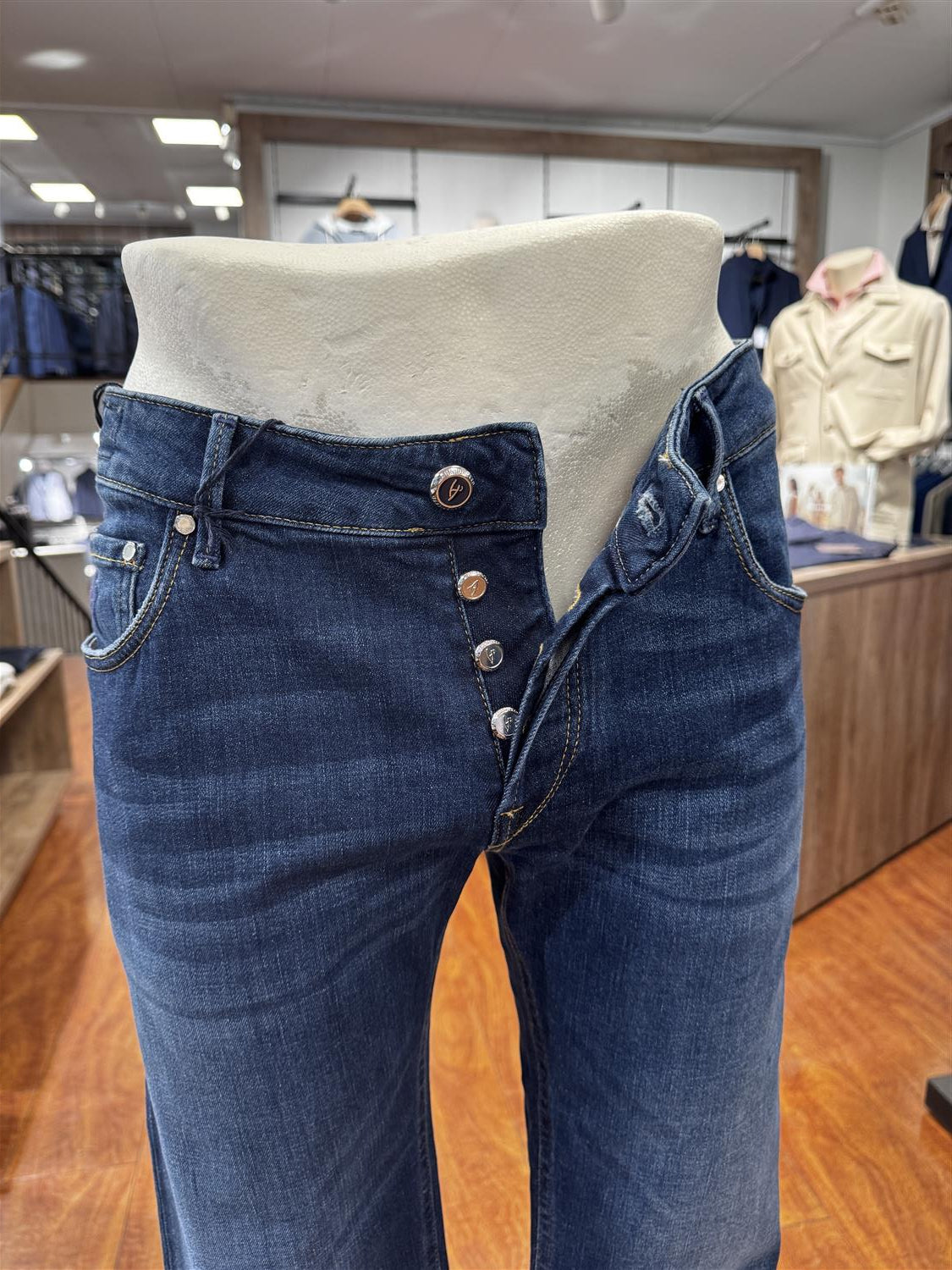 HandPicked Orvieto Jeans Vasket Mørk Blå