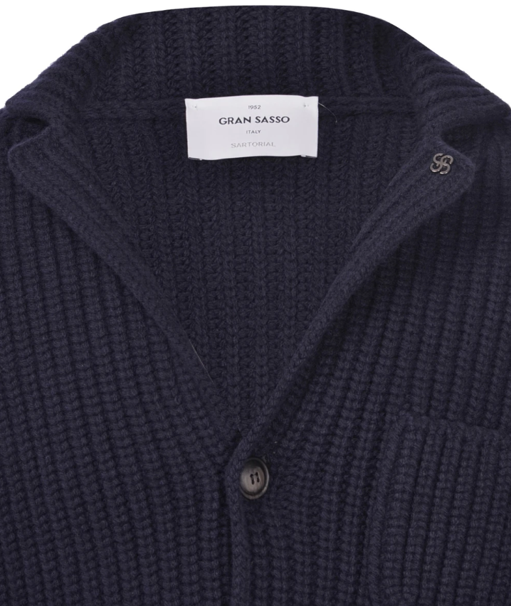 Gran Sasso Cardigan Merinoull Tykk Marine