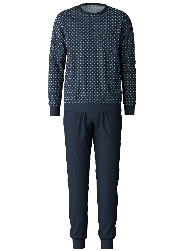 Calida Pyjamas Bomull Marine M/Mønster