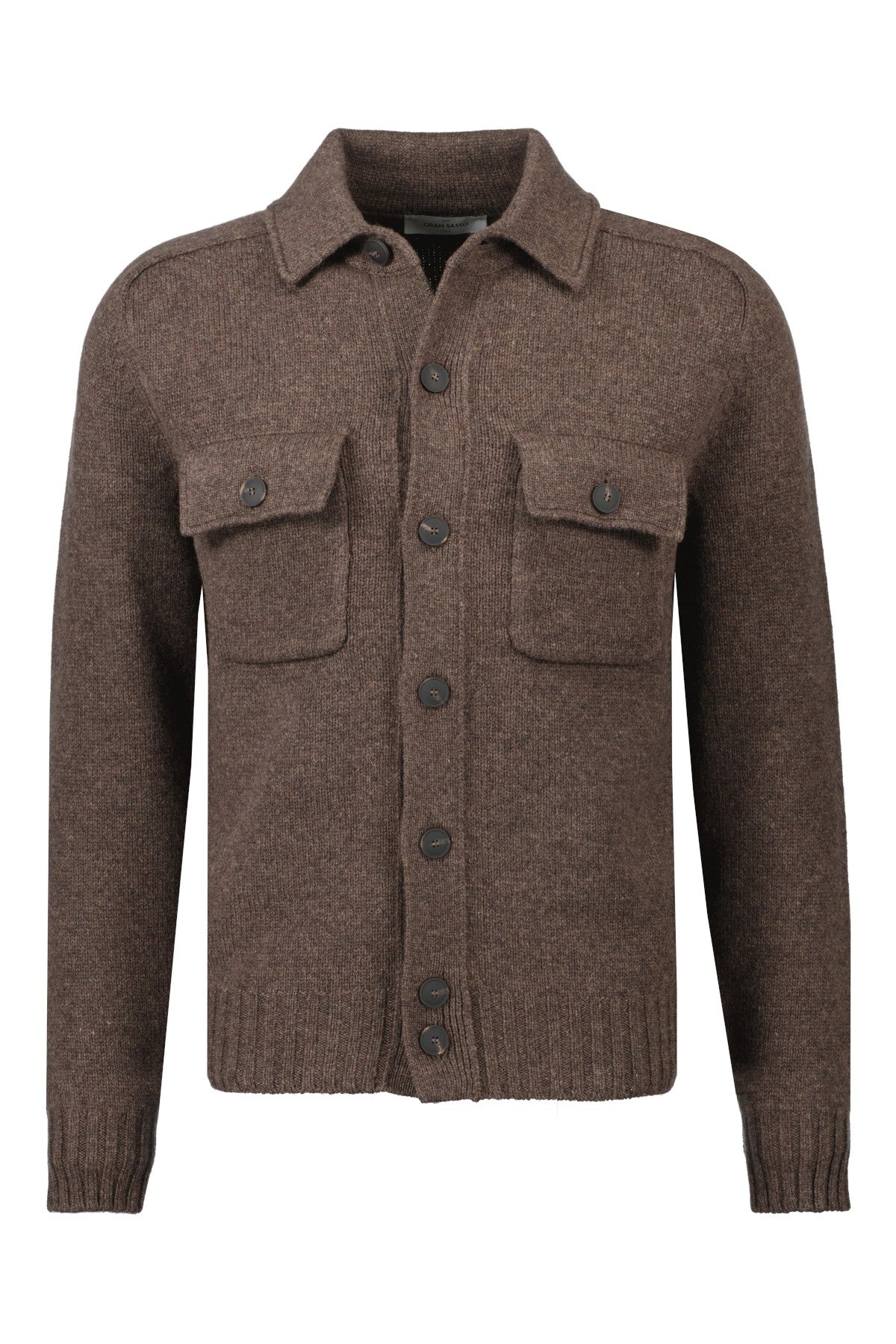 Gran Sasso Merino Cardigan Knapper M/Brystlommer Brun