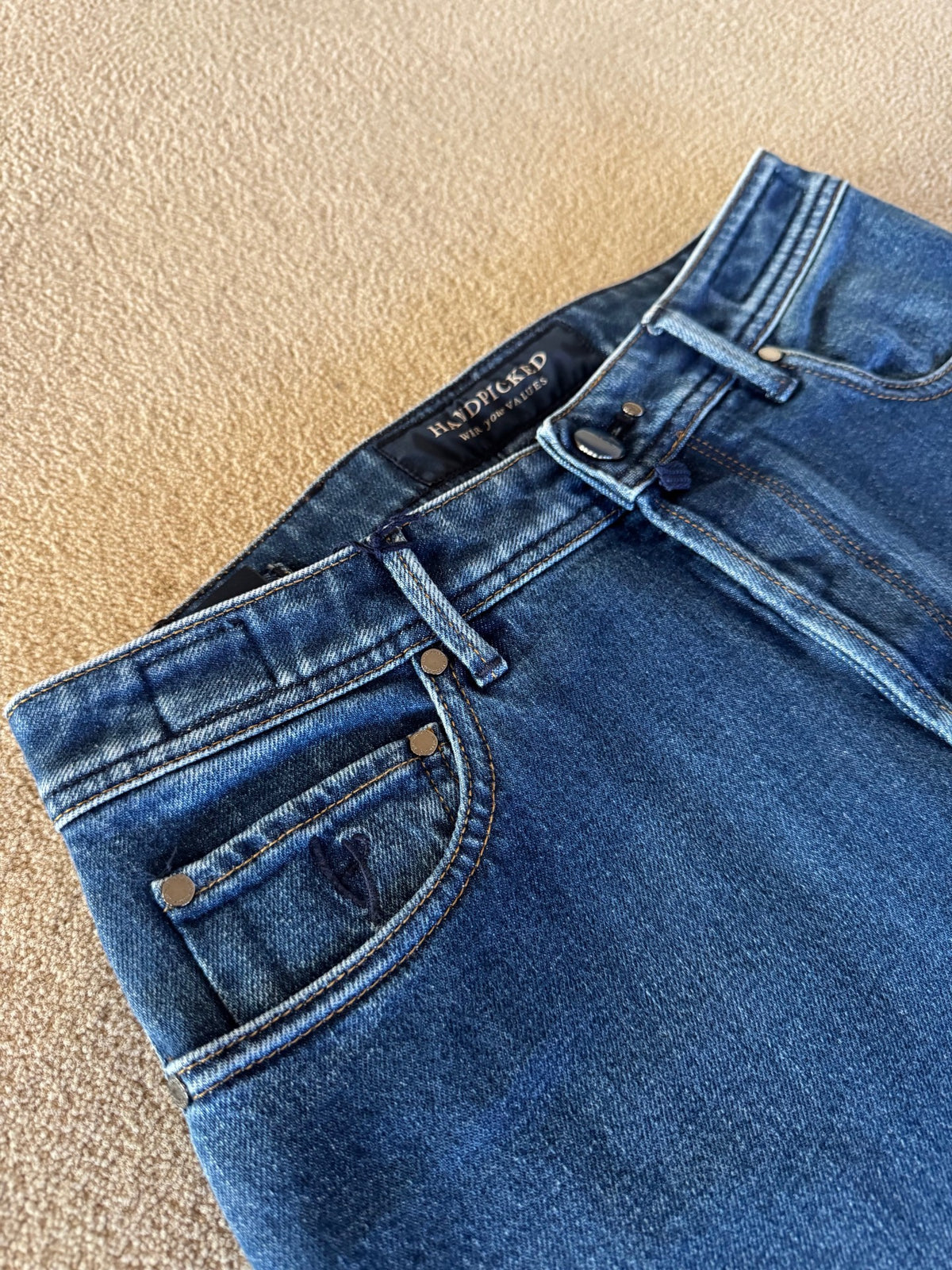 HandPicked Ravello Jeans Lys Blå/brun Patch