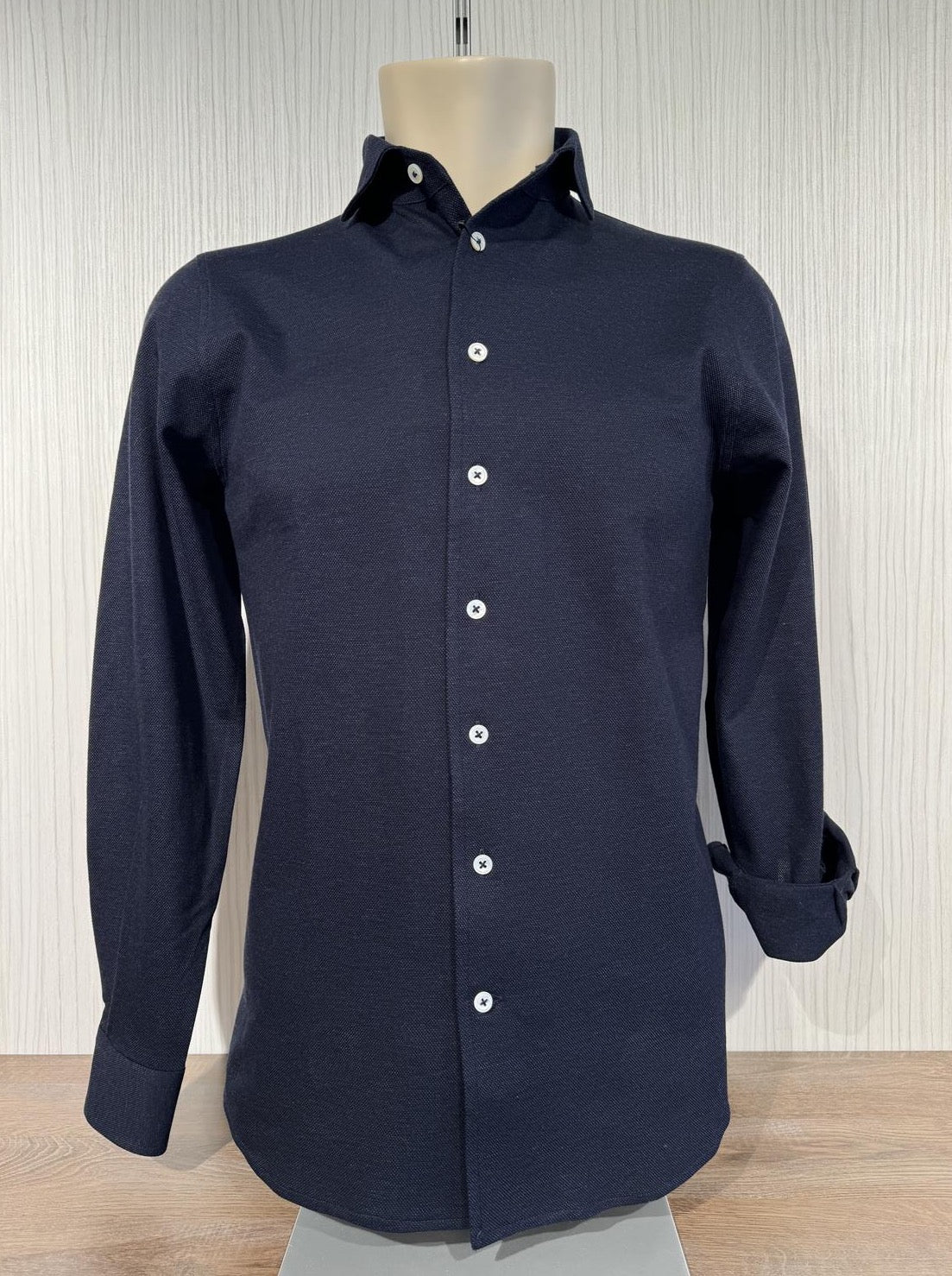 Gran Sasso Oxford Stretch Skjorte Herre Bomull Mørkeblå