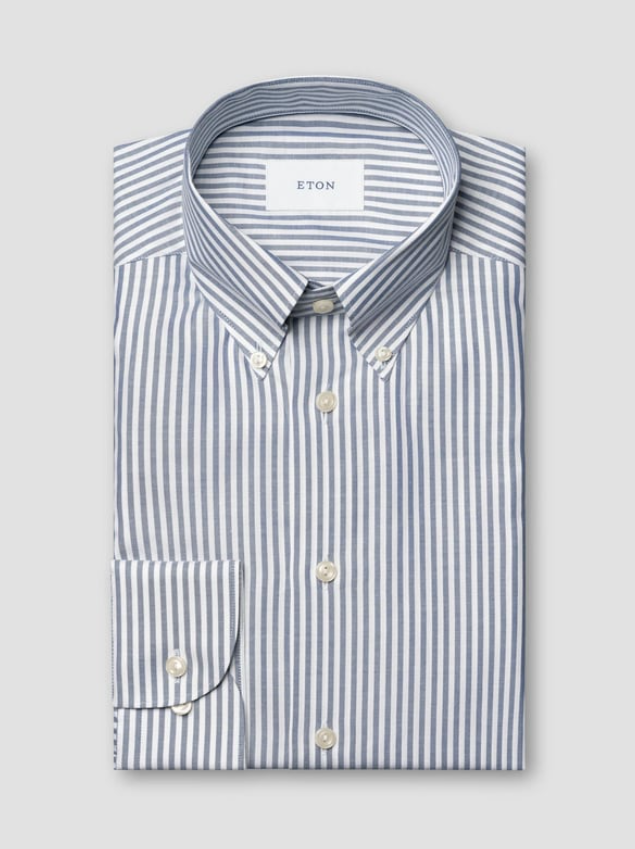 Eton Skjorte Contemporary Striper Signature Oxford Blålig