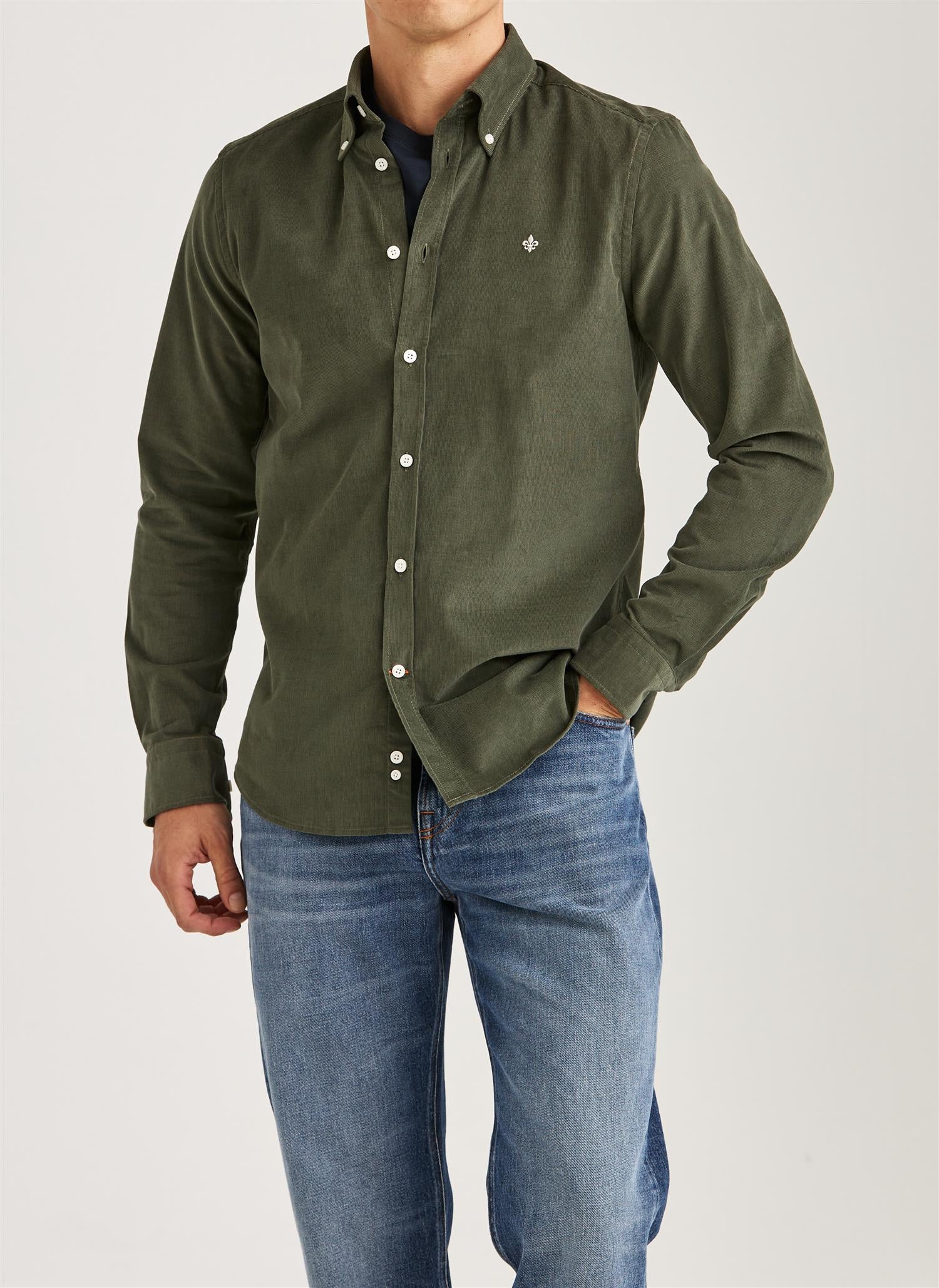 Morris Douglas Cord Shirt Slim Fit Olivengrønn