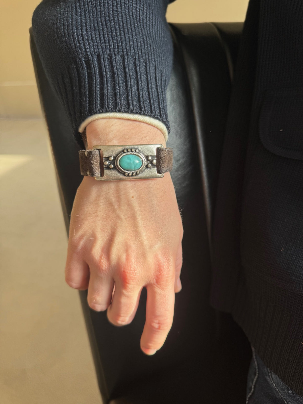 Alberto Luti Western Armbånd Big Stone Mørkebrun