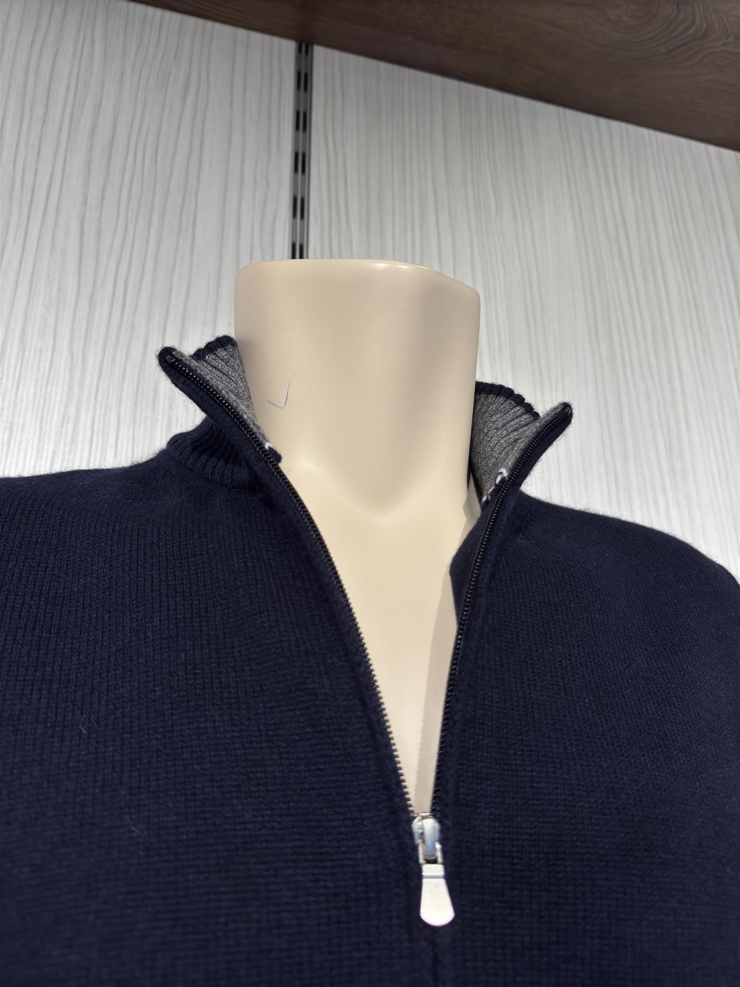 Gran Sasso Full-Zip Cardigan Ull/Kashmir Marineblå