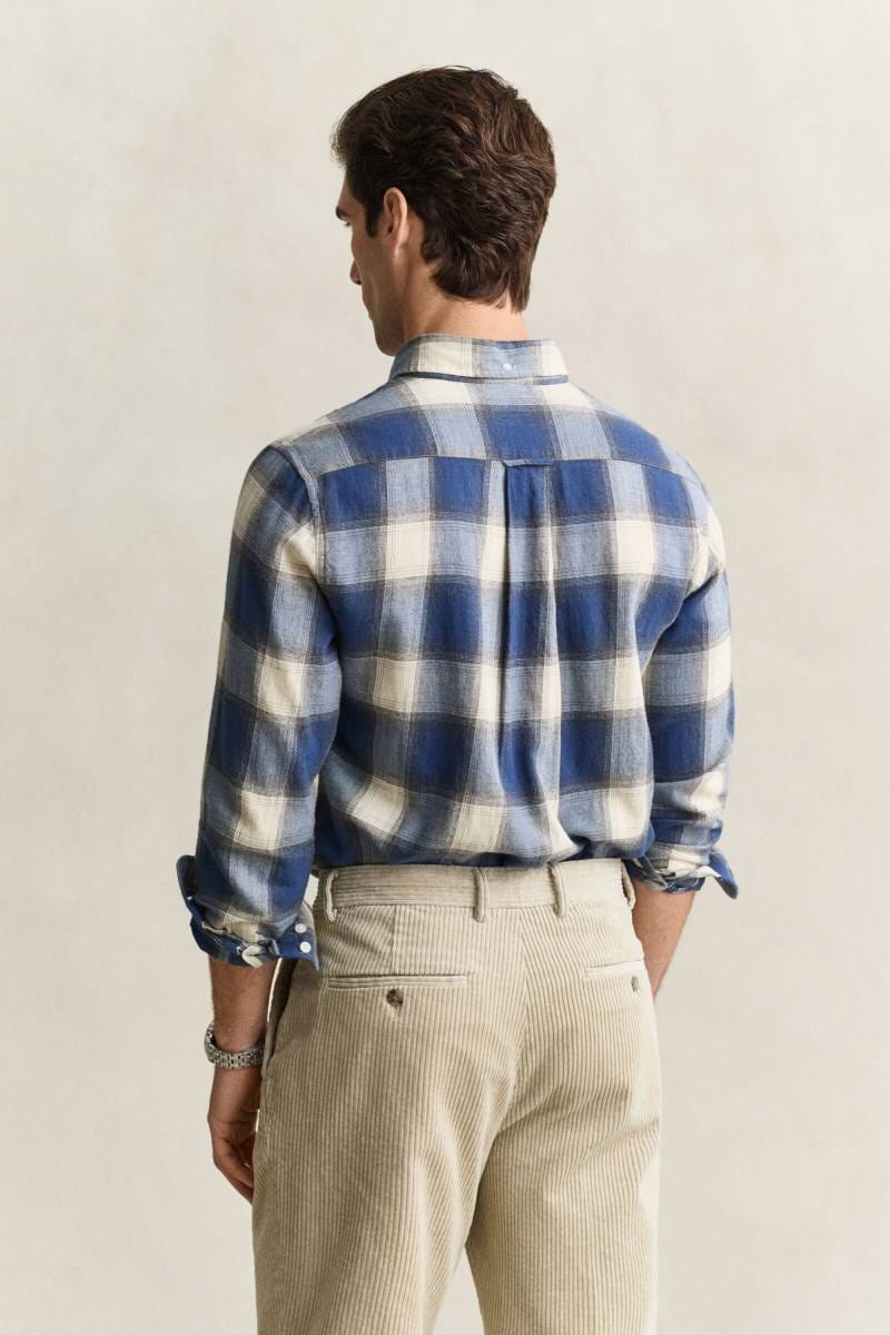 Gant Skjorte Windblown Flanell Ruter Marine