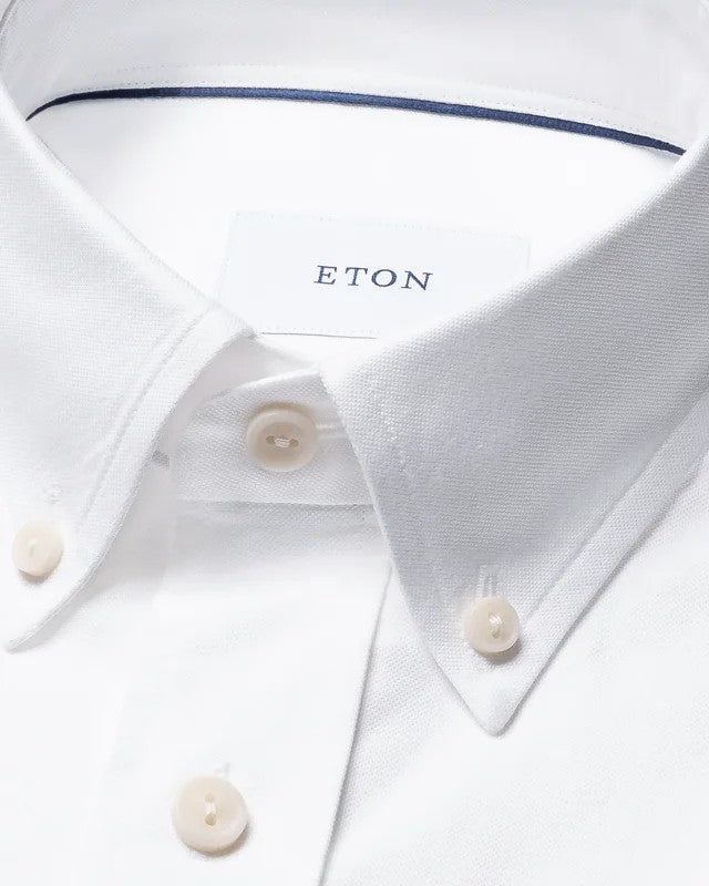 Eton Skjorte Bomull Oxford Hvit