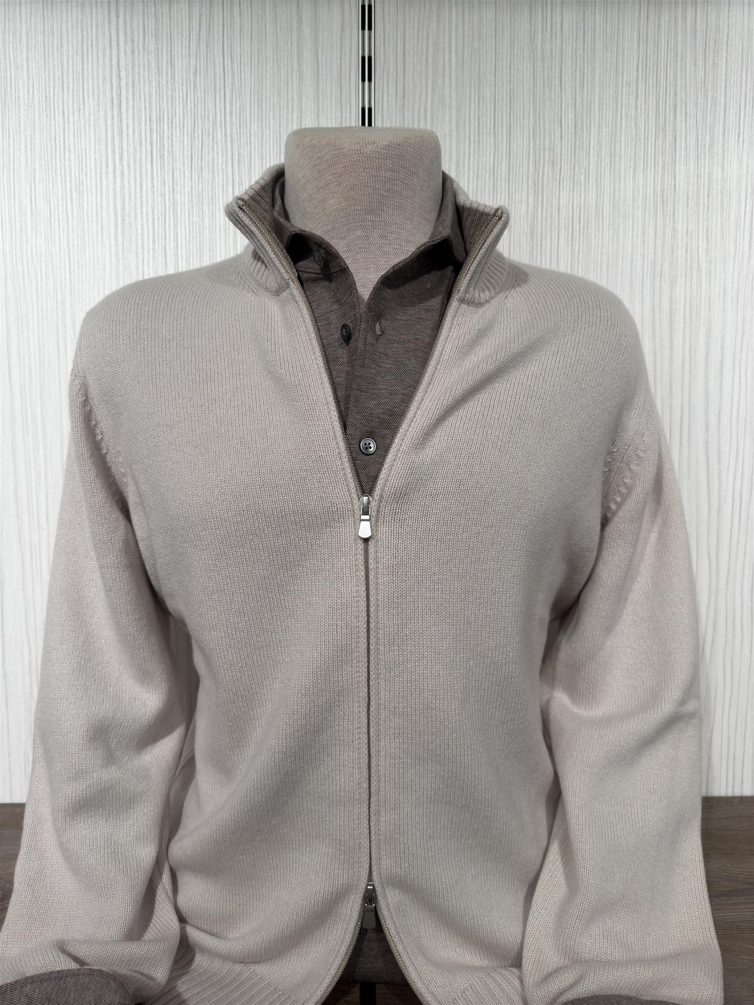 Gran Sasso Full-Zip Cardigan Ull/Kashmir Lys Beige