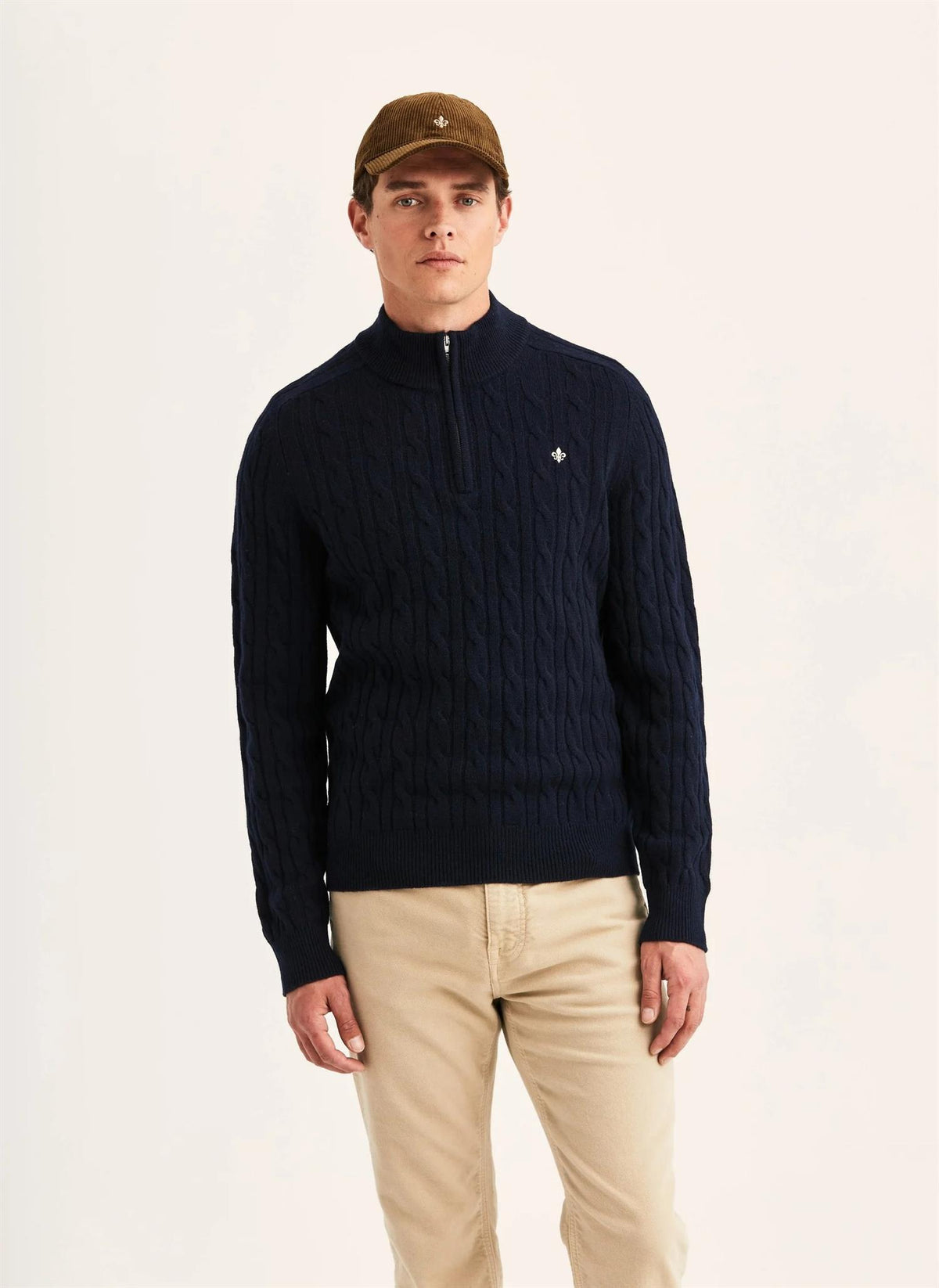Morris Hertford Cable Half Zip Marine