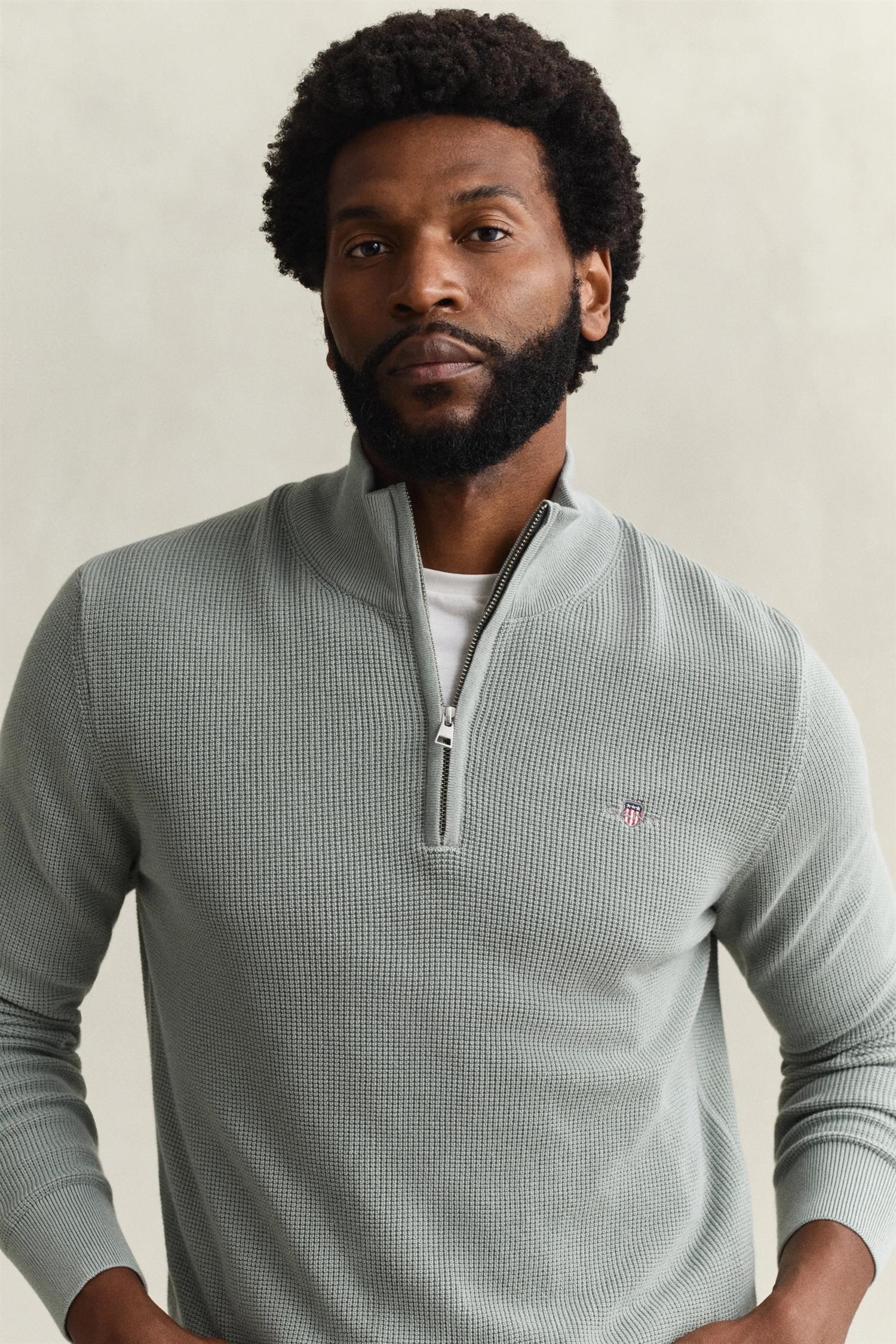 Gant Half-zip Bomull Lysegrønn