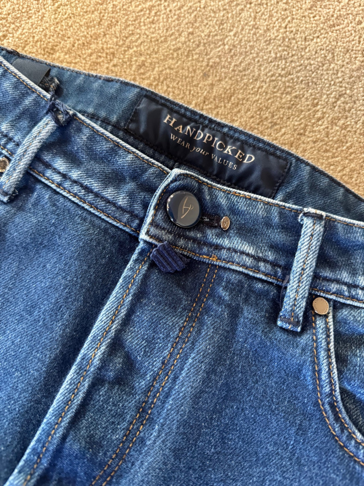 HandPicked Ravello Jeans Lys Blå/brun Patch