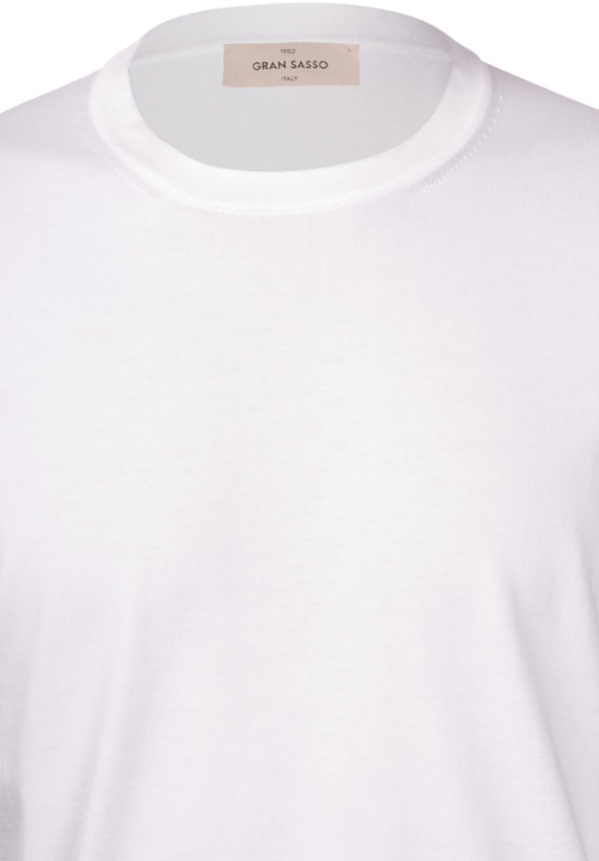 Gran Sasso T-skjorte M/Stretch Bomull Hvit krage/hals