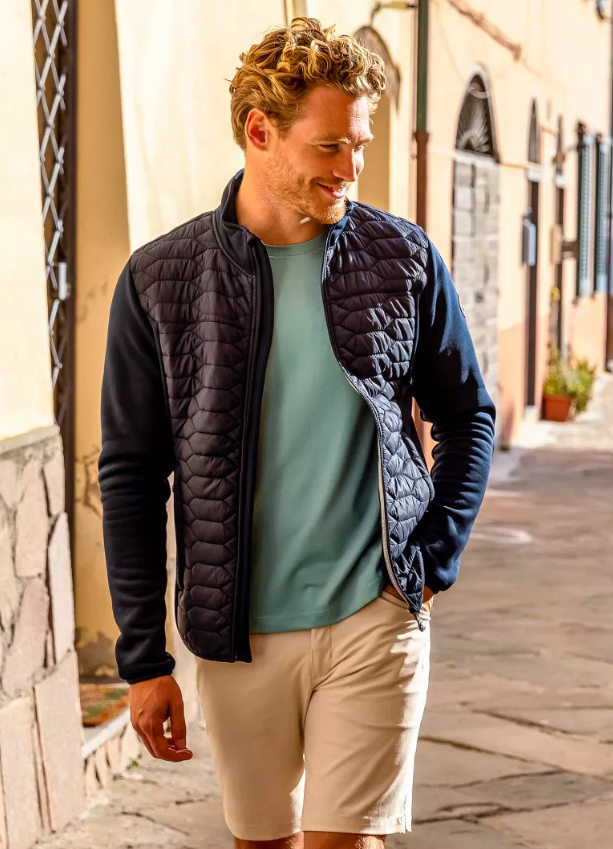 Pelle P Jakke Levo Quilted Zip Marine på mannlig modell