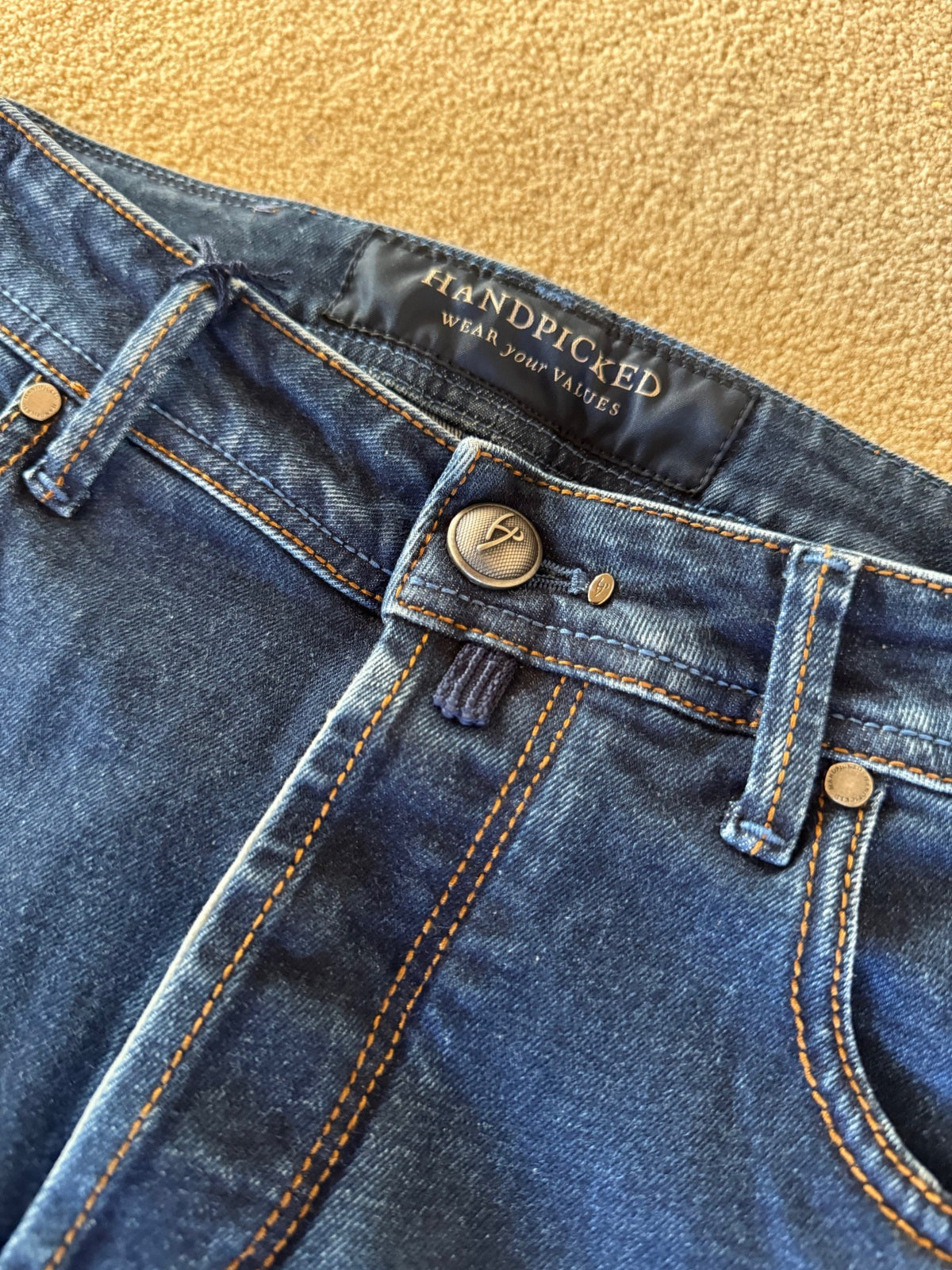 HandPicked Ravello Jeans Mørk Blå/blå Patch