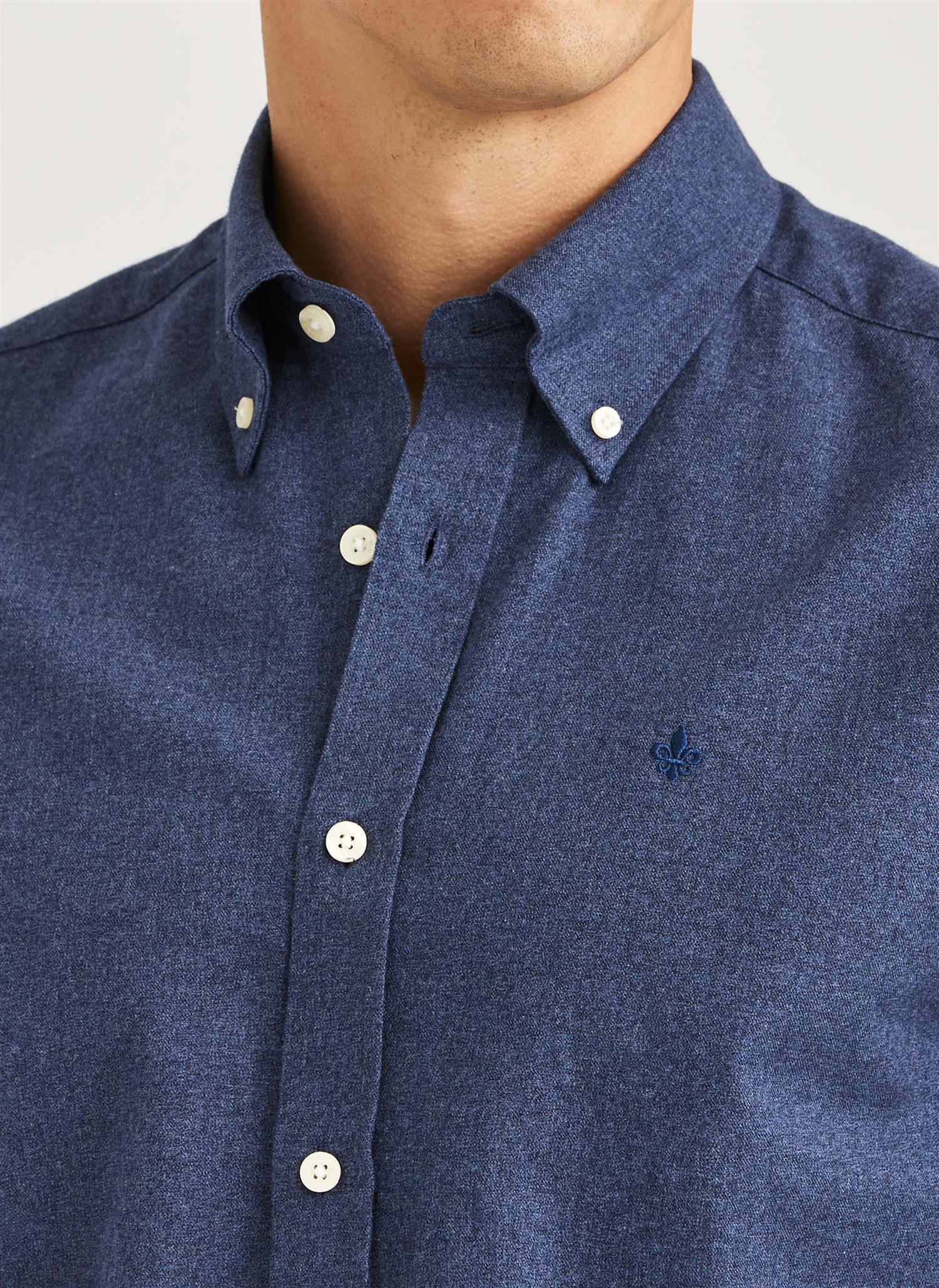 Morris Watts Flanell L/Erm Skjorte Marine