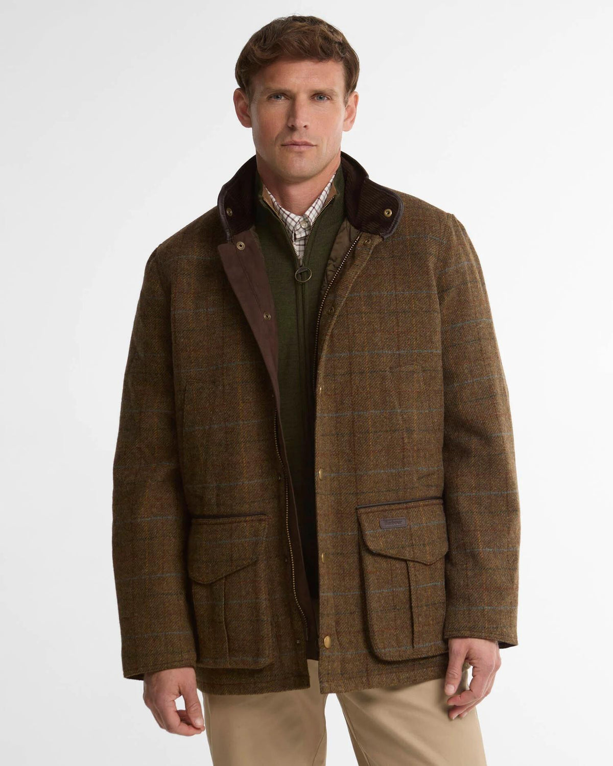 Barbour Hereford Tweed Ull Jakke Grønn