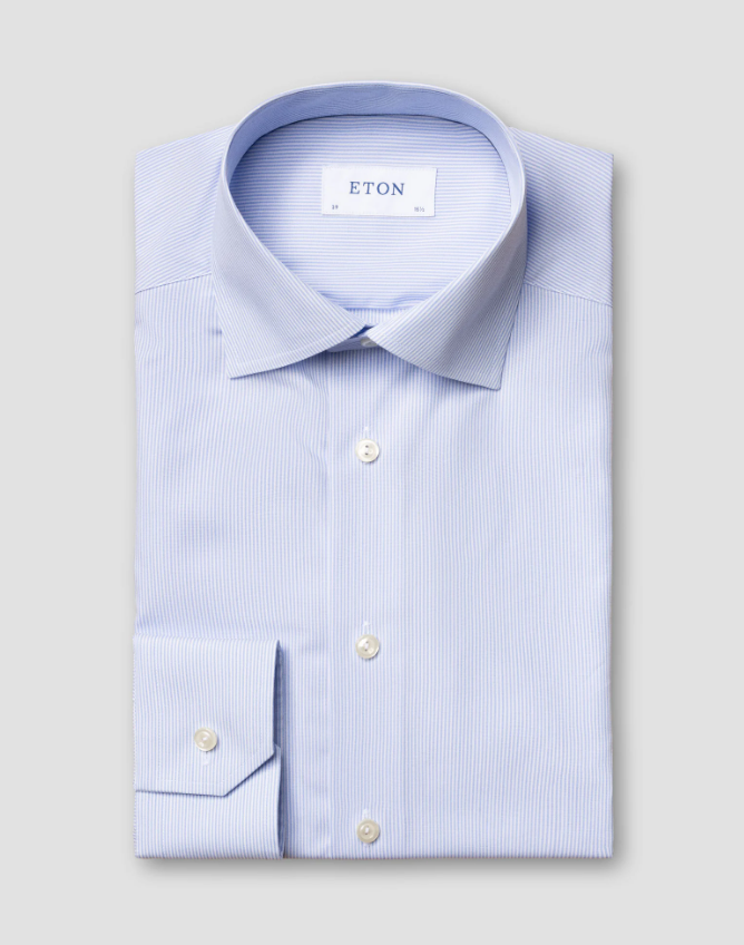 Eton Skjorte Contemporary Pinstripe Blå/Hvit Poplin