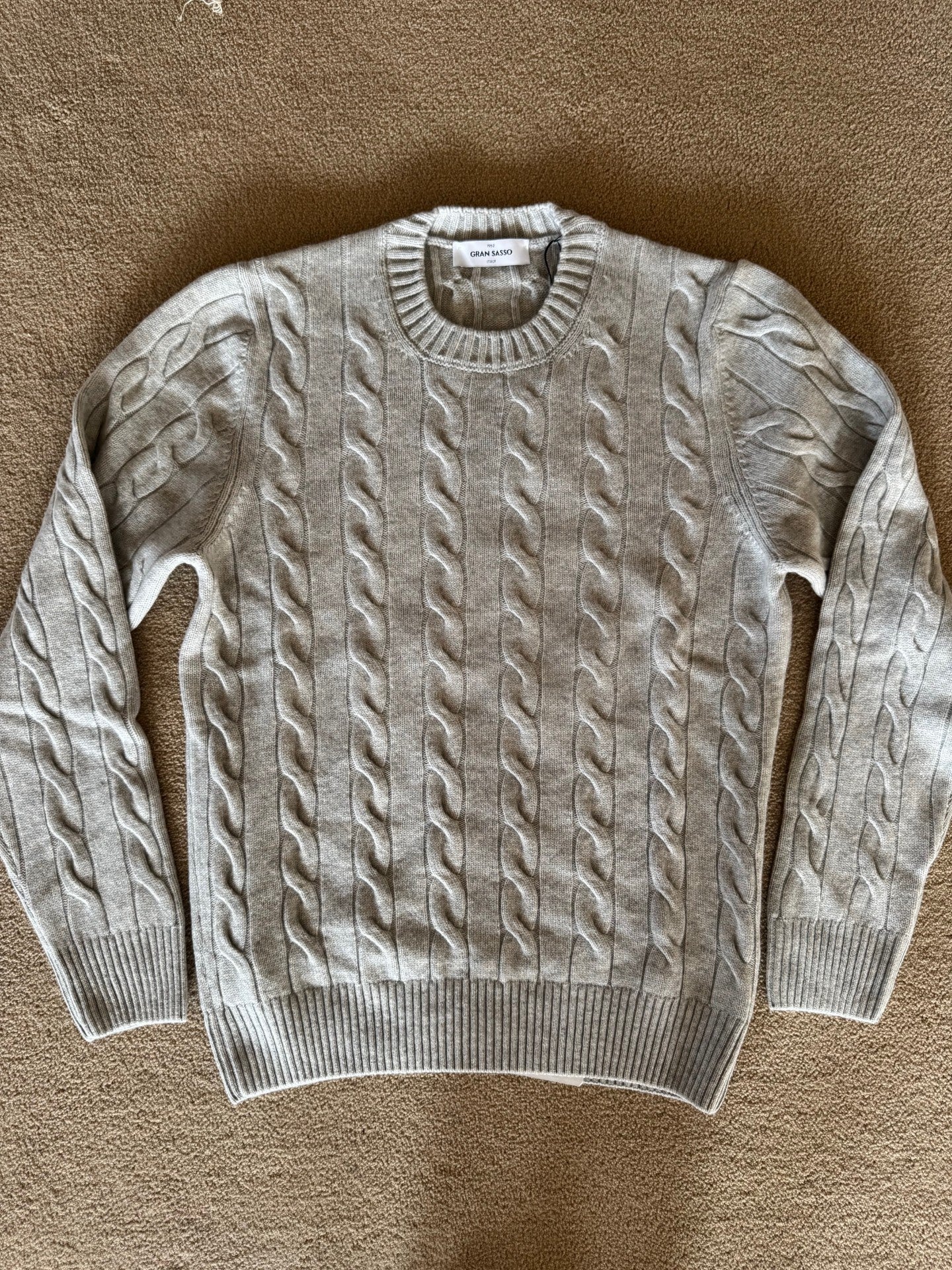 Gran Sasso Kabelstrikk Cashmere/Merino Lysegrå