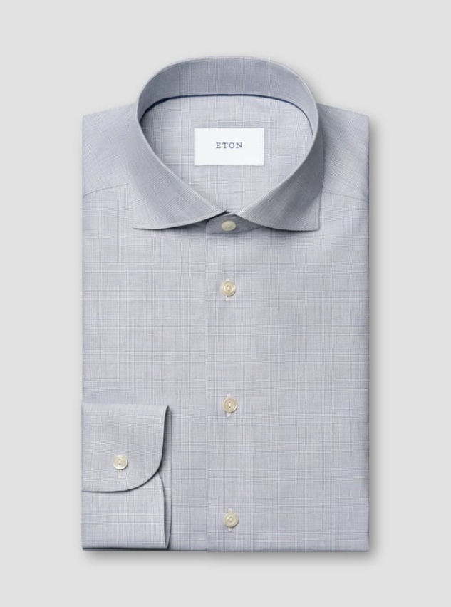 Eton Skjorte Contemporary Check Fine Grålig