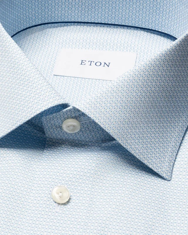 Eton Skjorte Slim Fit Bomull Lyseblå Mønster