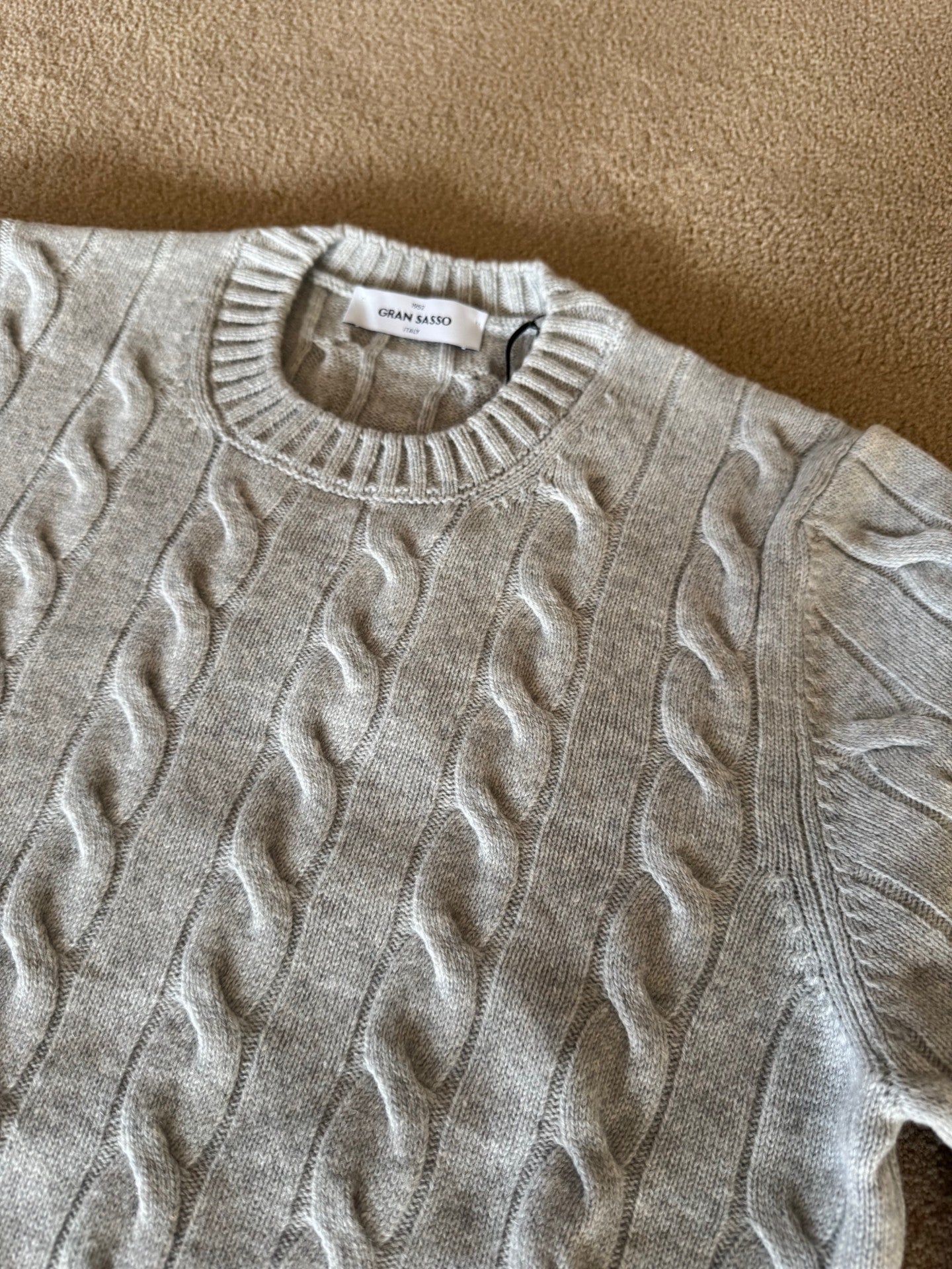 Gran Sasso Kabelstrikk Cashmere/Merino Lysegrå