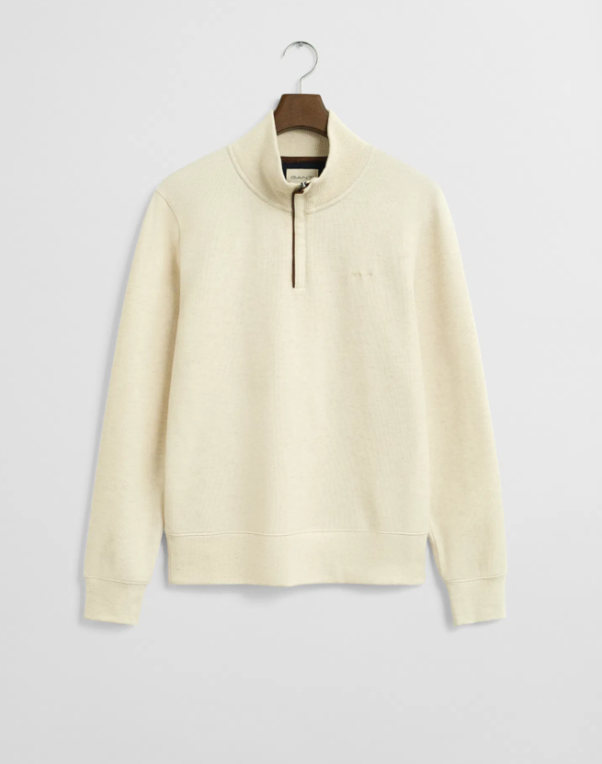 Gant Sacker Rib Half Zip Bomull Kremfarget