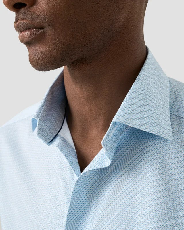 Eton Skjorte Slim Fit Bomull Lyseblå Mønster