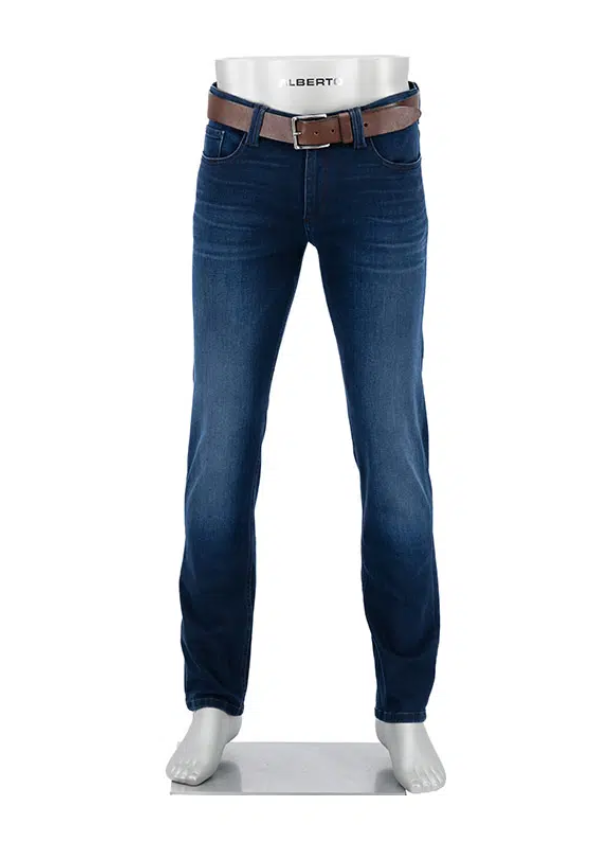 Alberto Premium Pipe Lefthand Jeans Mørkeblå Vasket