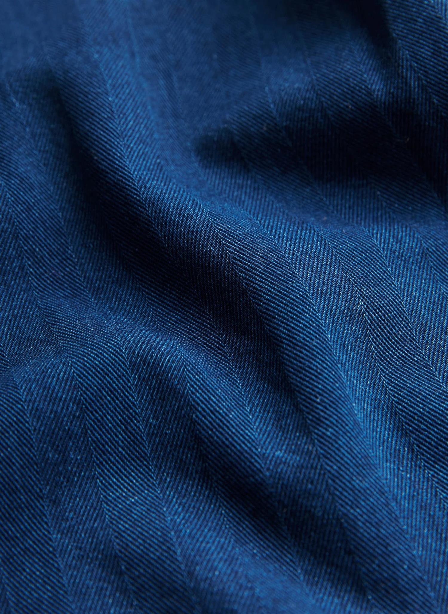Morris Indigo Herringbone Skjorte Blå