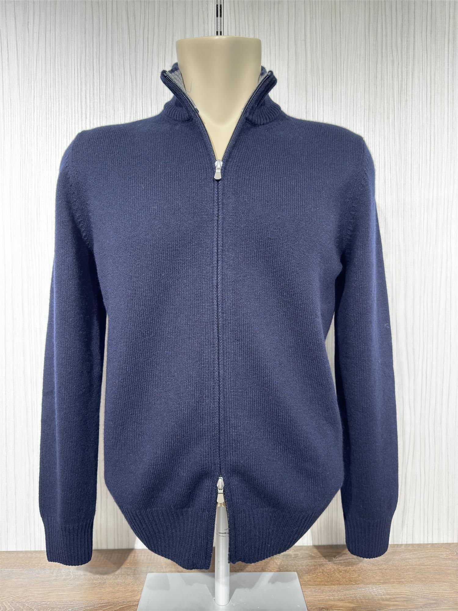 Gran Sasso Full-Zip Cardigan Ull/Kashmir Marineblå