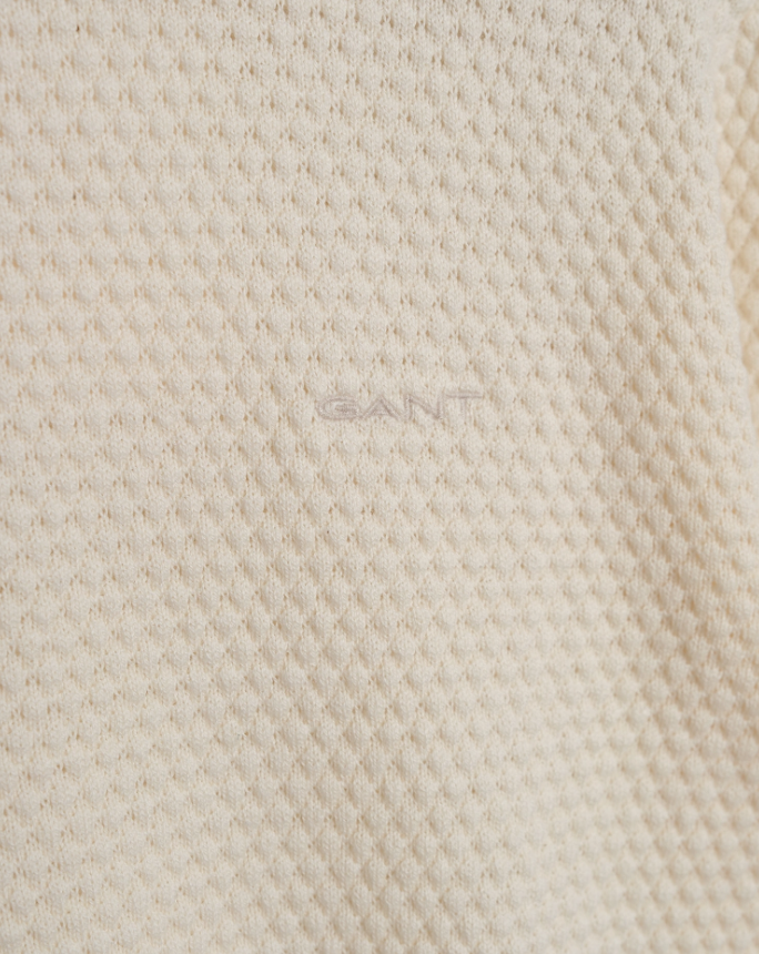 Gant Perlestrikk Half-Zip Bomull/Merino Kremfarget