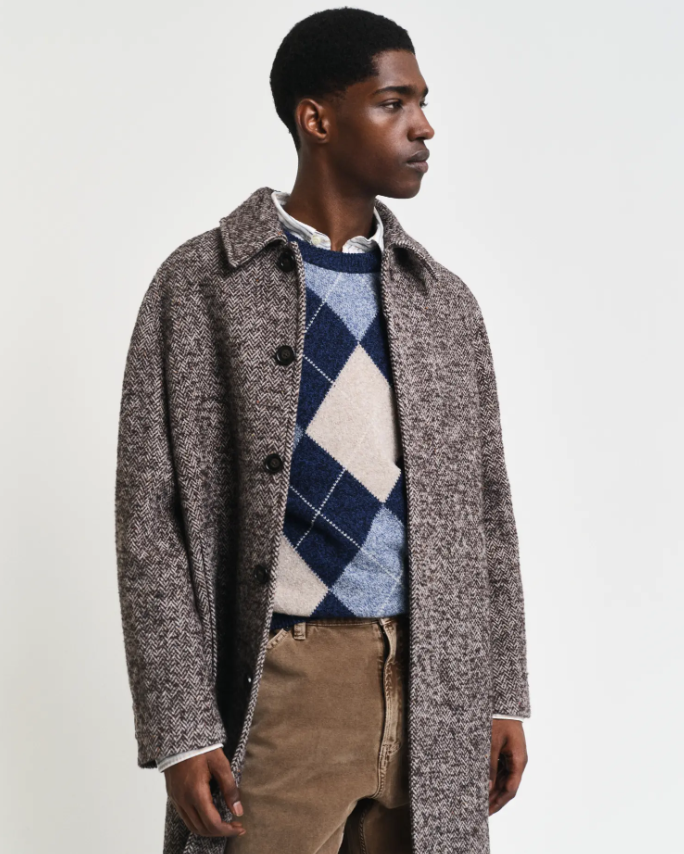 Gant Argyle Genser Blå/Beige Lammeull