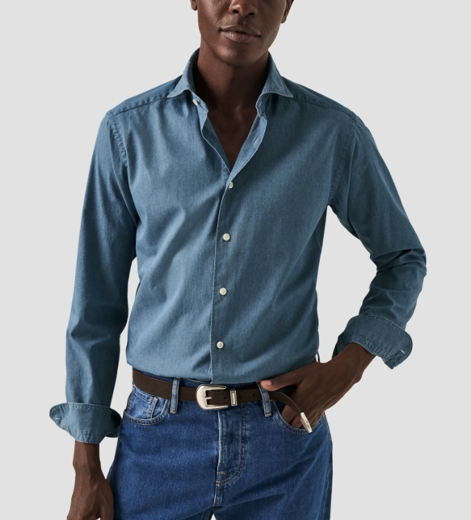 Eton Skjorte Denim Slim Blå