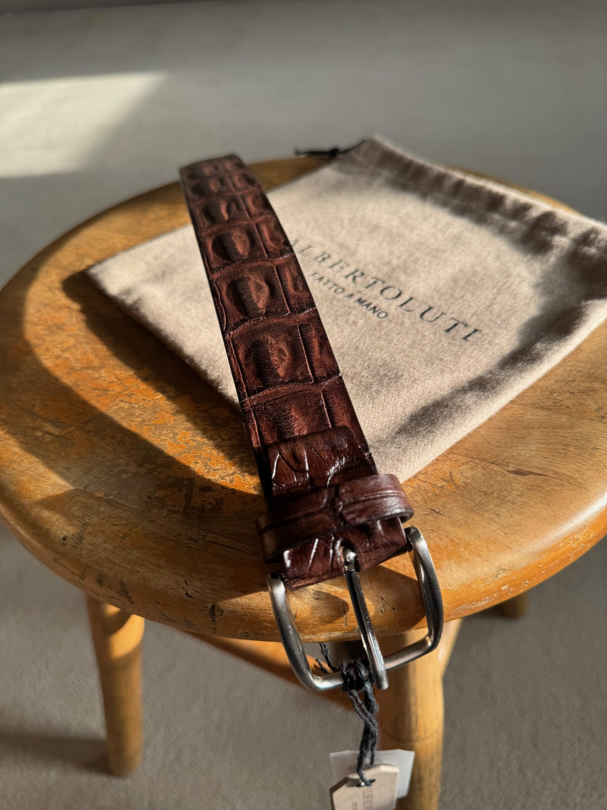 Alberto Luti Belte Crocodile Brun
