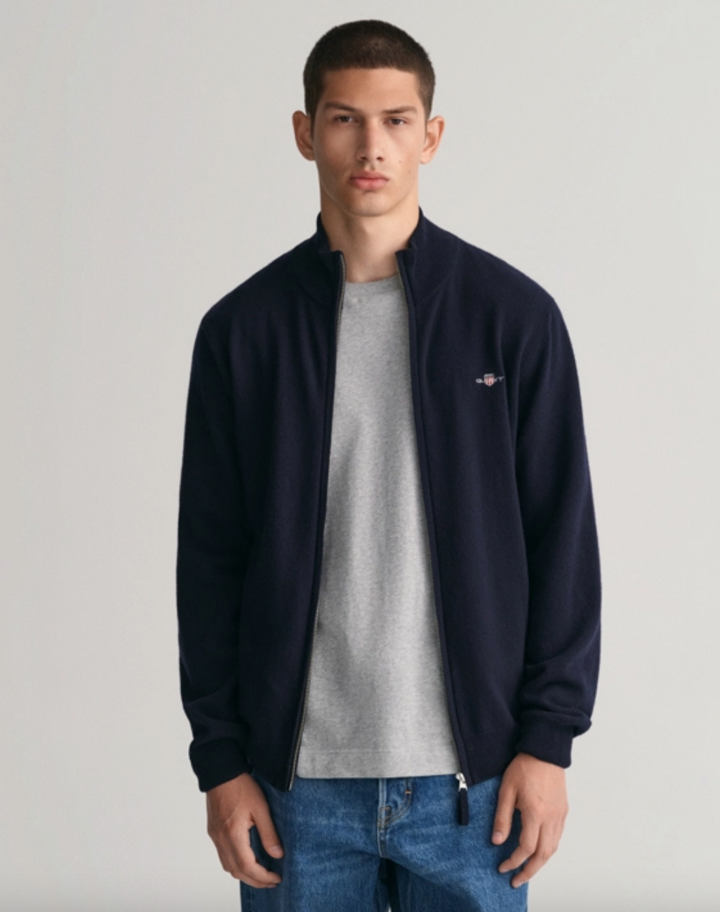 Gant Zip Cardigan Lammeull Marine