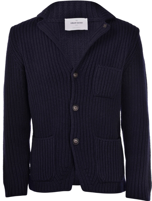 Gran Sasso Cardigan Merinoull Tykk Marine