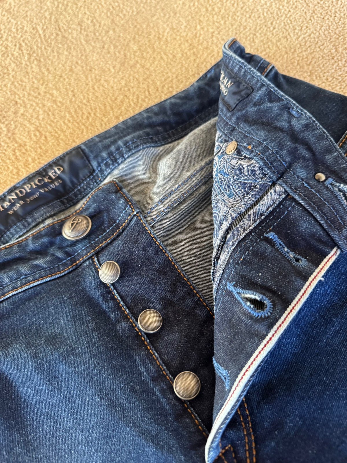 HandPicked Ravello Jeans Mørk Blå/blå Patch