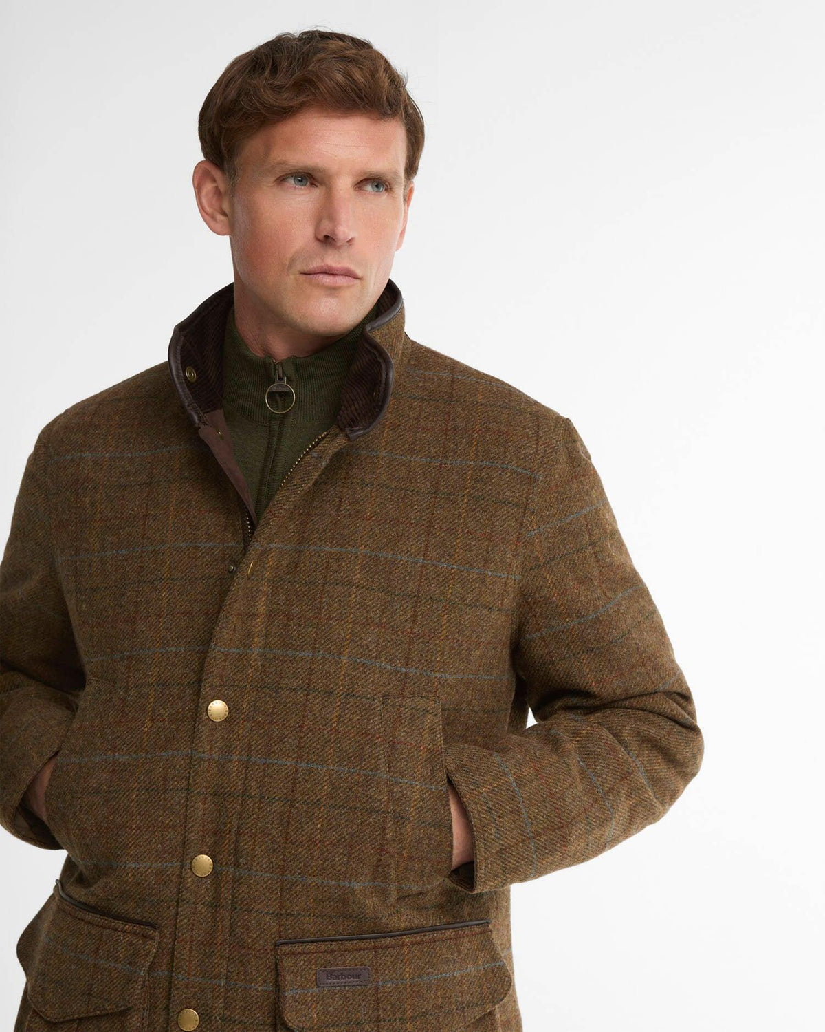 Barbour Hereford Tweed Ull Jakke Grønn