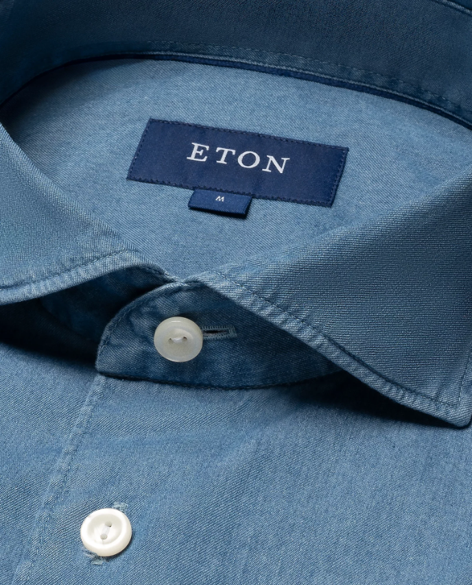 Eton Skjorte Denim Contemporary Blå