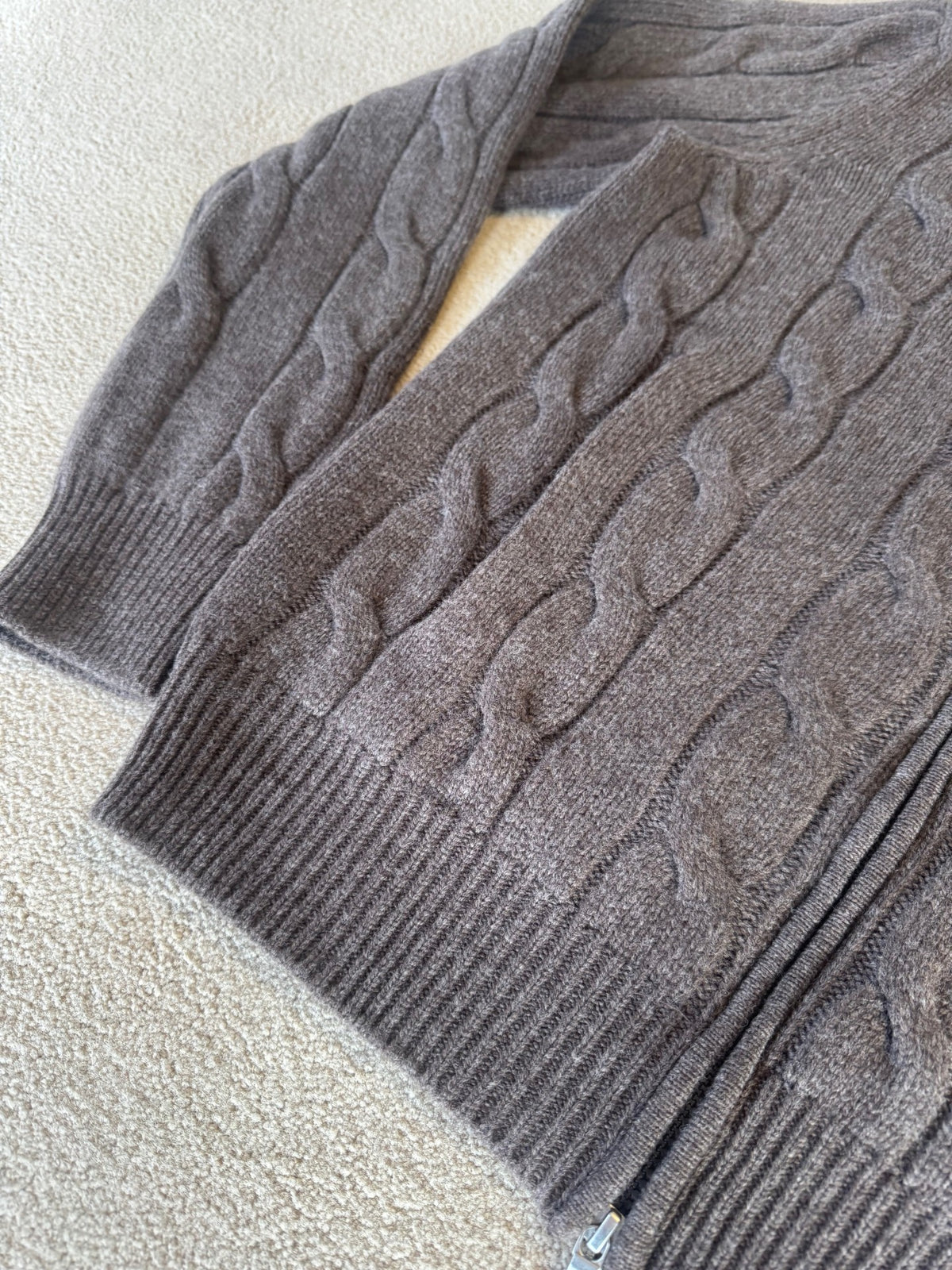 Gran Sasso Kabelstrikk Cardigan Merino/Kashmir Brun