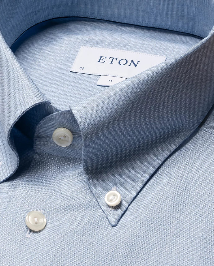 Eton Skjorte Oxford M/Button Down Wrinkle Free Lyseblå nærbilde av snipp